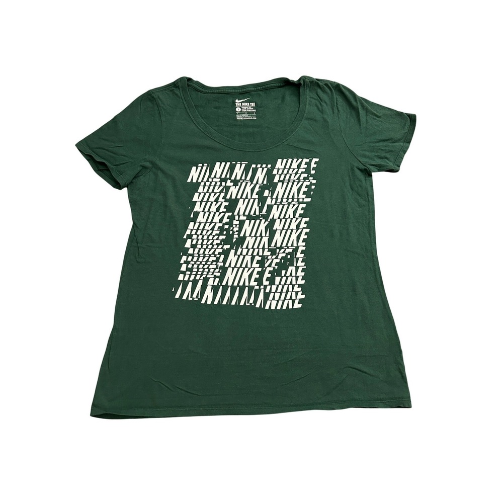 Nike Graphic T-Shirt Womens Large Green Excellent Athletic Cut Scoop Neck Tee